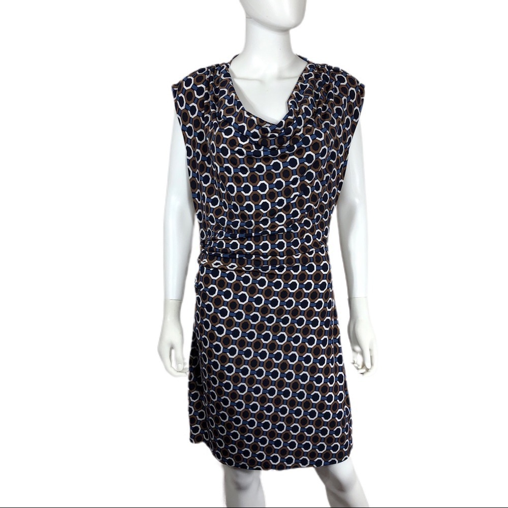 Michael Kors Draped Collar Gathered Waist Dress